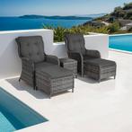 Wicker loungeset Benissa 2+2 met aluminium frame - grijsgevl, Tuin en Terras, Verzenden, Nieuw