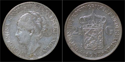 Netherlands Wilhelmina I 2 1/2 gulden(rijksdaalder)1932 z..., Postzegels en Munten, Munten | Europa | Niet-Euromunten, Verzenden