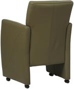 Olijfgroene leren moderne eetkamerfauteuil - Toledo Leer Oli, Overige kleuren, Nieuw, Leer, Ophalen of Verzenden