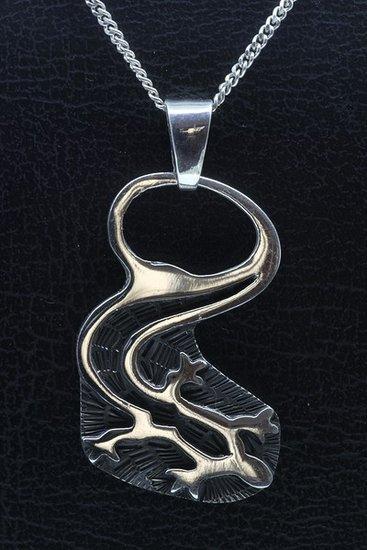 Zilveren Indiaan Hagedis vrije vorm 2 hopi style ketting ..., Sieraden, Tassen en Uiterlijk, Kettinghangers, Verzenden