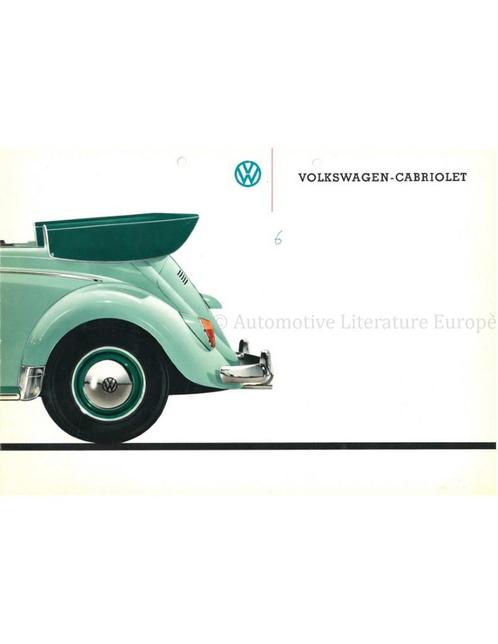 1962 VOLKSWAGEN KEVER CABRIOLET BROCHURE DUITS, Boeken, Auto's | Folders en Tijdschriften, Volkswagen