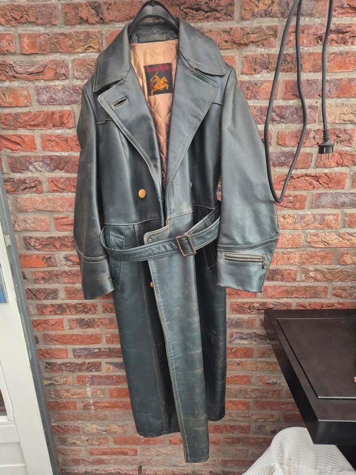 Vintage lange leren jas maat s, Kleding | Dames, Overige Dameskleding, Nieuw, Verzenden