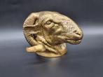 Beeld, Ram Head Gold Metal - 20 cm - Metaal, Antiek en Kunst