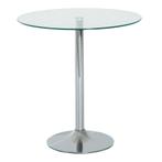 Ronde Eettafel Met Glazen Tafelblad, Metalen Frame, Zilverkl, Huis en Inrichting, Tafels | Eettafels, Verzenden, Nieuw