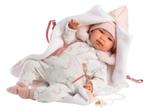 Llorens pop Tina met slaapzak - 44cm (Poppen 37- 45 cm), Ophalen of Verzenden, Nieuw, Babypop