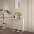 [en.casa] Console tafel Austevoll 90x30x80 cm staal wit, Huis en Inrichting, Verzenden, Nieuw