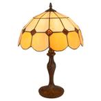 Tiffany tafellamp – Crème & Honingglas – Ø 36 × H 52 cm, Huis en Inrichting, Lampen | Tafellampen, Verzenden, Nieuw