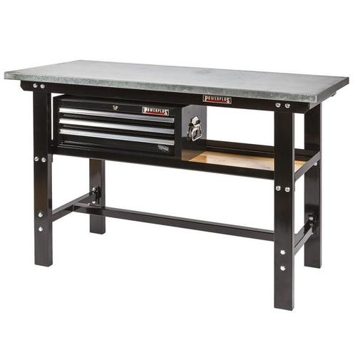 Werkbank zwart 150 cm met zinken werkblad en, Doe-het-zelf en Verbouw, Werkbanken, Ophalen of Verzenden