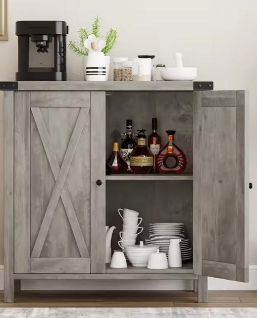 Grijs Dressoir 2-Deurs – Boerderijstijl met Opbergruimte, Huis en Inrichting, Keuken | Keukenelementen, Nieuw, Verzenden