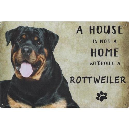 Wandbord Honden - A House Is Not A Home Without A Rottweiler, Dieren en Toebehoren, Honden-accessoires, Nieuw, Ophalen of Verzenden