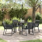 vidaXL 5-delige Tuinset - Zwart Poly Rattan, Tuin en Terras, Verzenden, Nieuw, Rotan, Tuinset