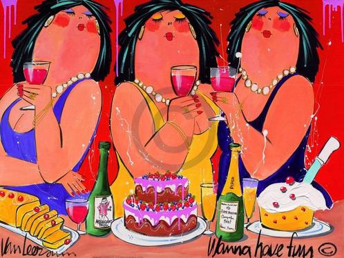 Kunstdruk El van Leersum - Wanna have fun 80x60cm, Huis en Inrichting, Woonaccessoires | Schilderijen, Tekeningen en Foto's, Nieuw