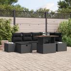 vidaXL 7-delige tuinset met kussens, zwart poly rattan en, Tuin en Terras, Tuinsets en Loungesets, Verzenden, Nieuw, Tuinset