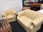 Chesterfield Maarssen !!! Chesterfield set 2 zits + Fauteuil, Ophalen, Zo goed als nieuw, Leer, Chesterfield