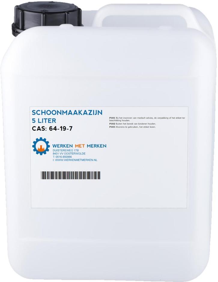 Wmm Chemie Schoonmaakazijn 5 liter, jerrycan, Doe-het-zelf en Verbouw, Overige Doe-het-zelf en Verbouw, Nieuw, Verzenden