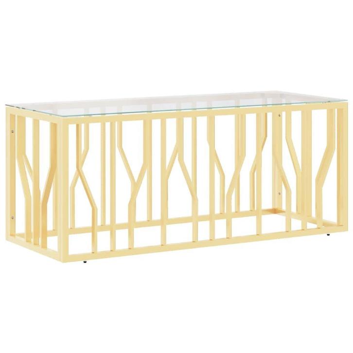 RVS Salontafel Glas | Tweedekansje | OP=OP, Huis en Inrichting, Tafels | Salontafels, Minder dan 50 cm, Rechthoekig, Nieuw, Glas
