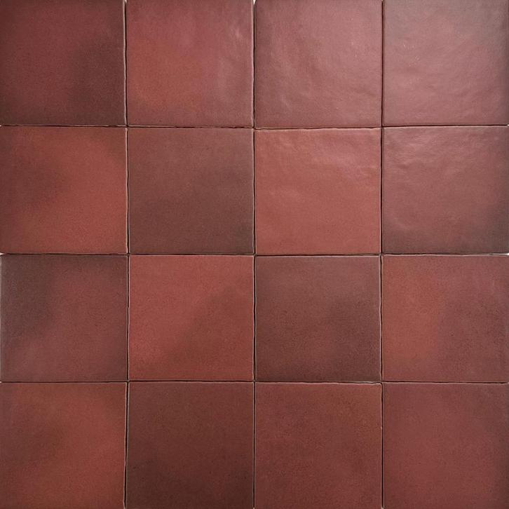 Handvorm wandtegel 13x13 bordeaux rood random mat, Doe-het-zelf en Verbouw, Tegels, Wandtegels, Nieuw, 10 m² of meer, Keramiek