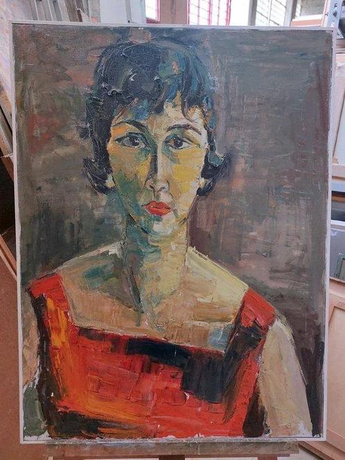 Italiaanse school (XX) - Donna in rosso, Antiek en Kunst, Kunst | Schilderijen | Klassiek