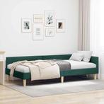 vidaXL Hoek Bed Frame Donkergroen 90 x 200 cm Stof en, Huis en Inrichting, Slaapkamer | Bedden, Verzenden, Nieuw, Groen