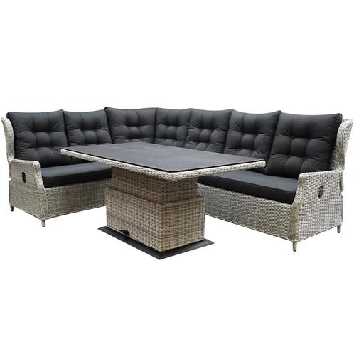 Ibiza dining verstelbare hoek loungeset 5 delig wit grijs, Tuin en Terras, Tuinsets en Loungesets, Nieuw, Wicker, Ophalen of Verzenden