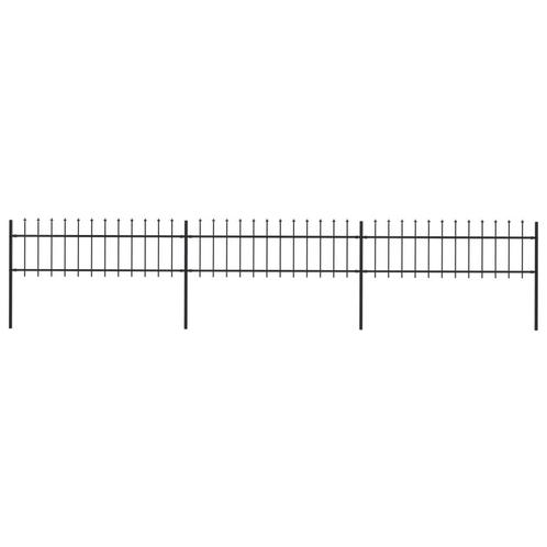 vidaXL Tuinhek met speren bovenkant 5,1x0,6 m staal zwart, Tuin en Terras, Schuttingen, Nieuw, IJzer, 1 tot 2 meter, Verzenden
