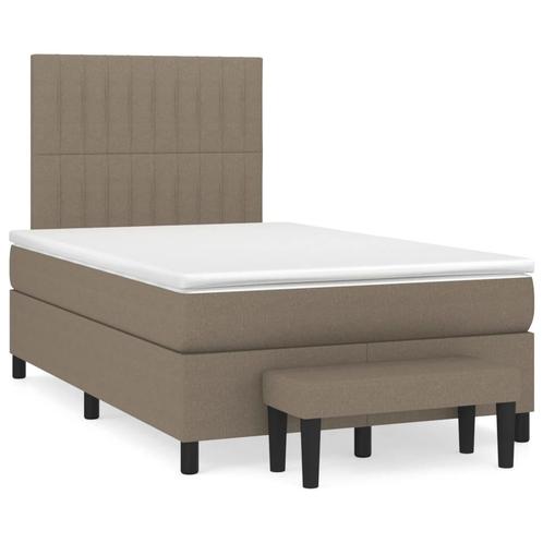 vidaXL Boxspring met matras stof taupe 120x190 cm, Huis en Inrichting, Slaapkamer | Bedden, 120 cm, 190 cm of minder, Twijfelaar