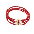 Bloedkoraal kralen armband met gouden slot; Antiek | 19,5 cm, Gebruikt, Overige kleuren, Ophalen of Verzenden, Met edelsteen