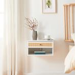 Wandrek Eiker met lade 40x31,5x23 cm wit en rotan look [en.c, Huis en Inrichting, Woonaccessoires | Wandplanken en Boekenplanken
