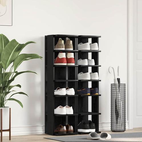 vidaXL Schoenenkasten 2 st 25x27x102 cm bewerkt hout zwart, Huis en Inrichting, Kasten | Schoenenrekken, Nieuw, Verzenden