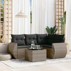 vidaXL 5-delige Loungeset met kussens poly rattan grijs, Tuin en Terras, Tuinsets en Loungesets, Verzenden, Nieuw, Rotan, Loungeset