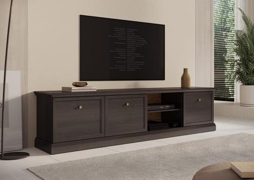 Meubella | TV-Meubel zwart eiken 206x40x51 | TV kast, Huis en Inrichting, Kasten | Televisiemeubels, 200 cm of meer, 25 tot 50 cm
