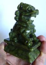 Handgesneden serpentinengroene leeuwenpaard - 9 x 6 cm- 577