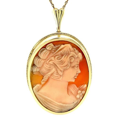 Gouden hanger met camee 14 krt, Sieraden, Tassen en Uiterlijk, Kettinghangers, Nieuw, Ophalen of Verzenden