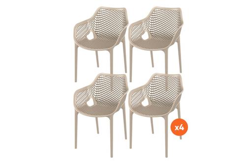 Set van 4 - Madino Air stapelbare stoel - Taupe, Tuin en Terras, Tuinsets en Loungesets, Nieuw, Overige materialen, Verzenden