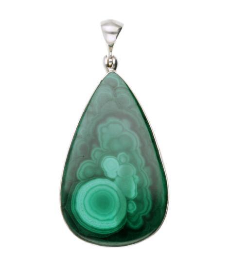 Zilveren Malachiet edelsteen druppel XL kettinghanger, Sieraden, Tassen en Uiterlijk, Kettinghangers, Verzenden