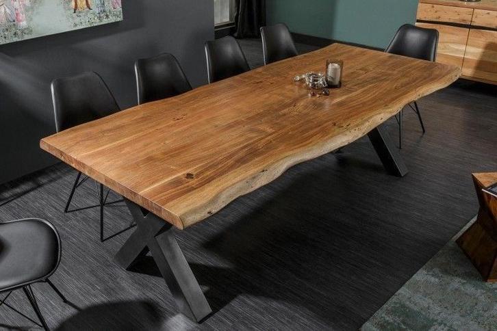 Massief houten eettafel MAMMUT NATURE 240cm acaciaboom rand, Huis en Inrichting, Tafels | Eettafels, Ophalen of Verzenden