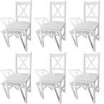 vidaXL Eetkamerstoelen 6 st grenenhout wit, Huis en Inrichting, Stoelen, Verzenden, Nieuw, Wit