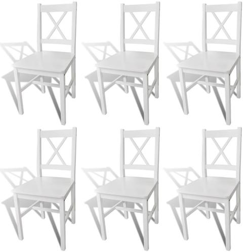 vidaXL Eetkamerstoelen 6 st grenenhout wit, Huis en Inrichting, Stoelen, Wit, Nieuw, Verzenden