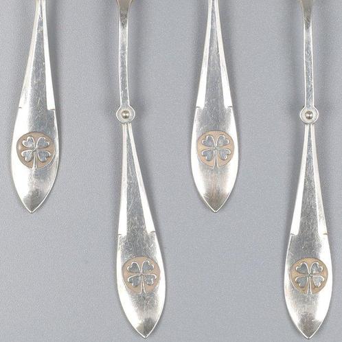 J.M. van Kempen NO RESERVE Klaver - Koffielepel (6) - .833, Antiek en Kunst, Antiek | Goud en Zilver