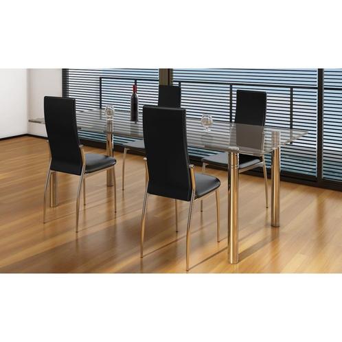 vidaXL Eetkamerstoelen 4 st kunstleer zwart, Huis en Inrichting, Stoelen, Zwart, Nieuw, Verzenden