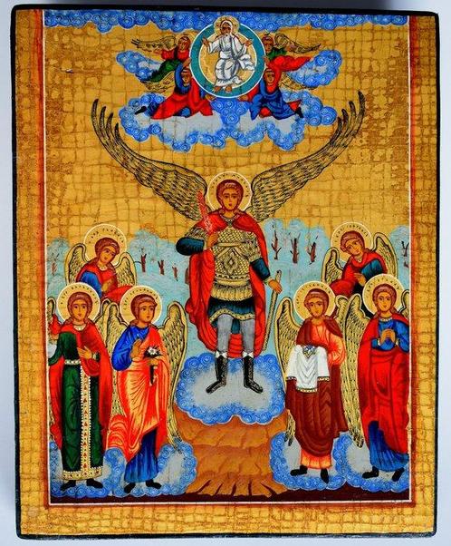 Icoon - Russisch-Orthodox icoon Hemelse onstoffelijke, Antiek en Kunst, Antiek | Boeken en Bijbels