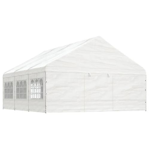 vidaXL Prieel met dak 6,69x5,88x3,75 m polyetheen wit, Tuin en Terras, Partytenten, Nieuw, Verzenden