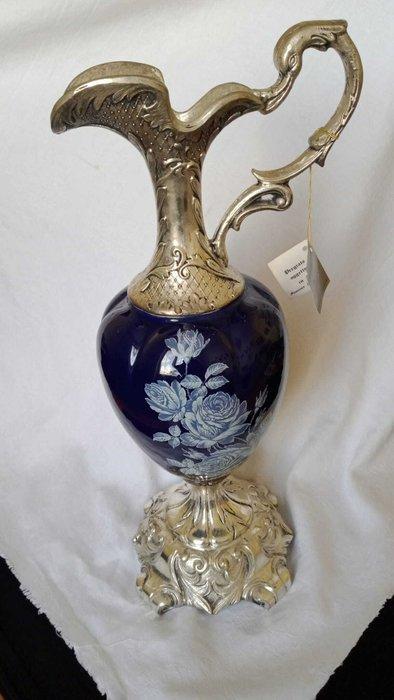 Kruik - Glas, verzilverde geelgoud en versierd glas -, Antiek en Kunst, Curiosa en Brocante