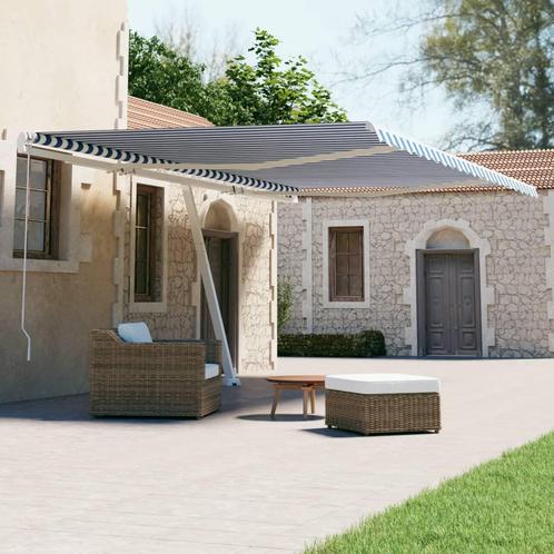 vidaXL Luifel vrijstaand automatisch 600x300 cm blauw en wit, Tuin en Terras, Zonneschermen, Nieuw, Verzenden