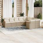 vidaXL 9-delige Loungeset met kussens poly rattan beige, Verzenden, Nieuw, Rotan, Loungeset