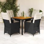 vidaXL 5-delige Tuinset met kussens poly rattan zwart, Verzenden, Nieuw, 4 zitplaatsen, Tuinset