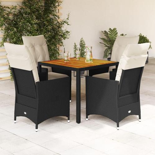 vidaXL 5-delige Tuinset met kussens poly rattan zwart, Tuin en Terras, Tuinsets en Loungesets, Tuinset, Nieuw, 4 zitplaatsen, Verzenden
