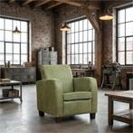 Leren fauteuil Joy - Kenia Olive (olijf) - Poten hout bruin, Nieuw, Ophalen of Verzenden, Eigentijds, Klassiek, Modern, 50 tot 75 cm