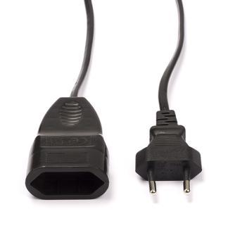 Verlengsnoer | 5 meter (2x 0.75 mm², Zwart), Doe-het-zelf en Verbouw, Elektra en Kabels, Nieuw, Verzenden