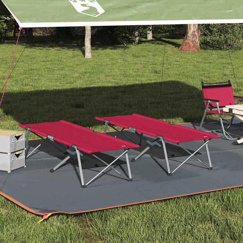 vidaXL Vouw Campingbedden 2 stuks met Draagtasje Rood 600D, Caravans en Kamperen, Kampeermeubelen, Nieuw, Verzenden